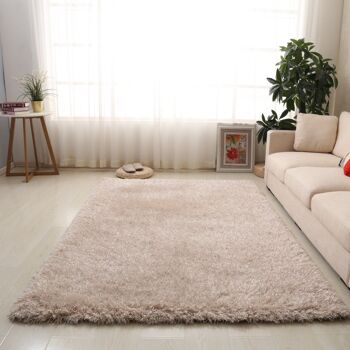 Tapis Shaggy Beige Solide - Luxe Glimmer - 120x170cm (4'x5'8") 2