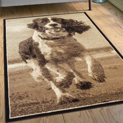 Brown Running Dog Rug - Texas Animal Kingdom - 160x225cm (5'4"x7'3")