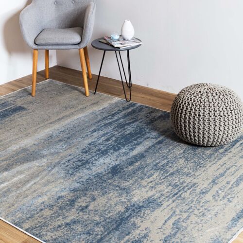 Blue and Cream Abstract Rug - Isfahan - 120 x 170cm (4’ x 5’6”)