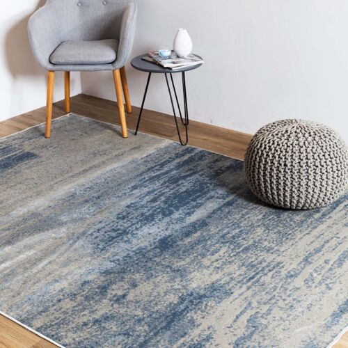 Blue and Cream Abstract Rug - Isfahan - 160 x 220cm (5’3” x 7’3”)