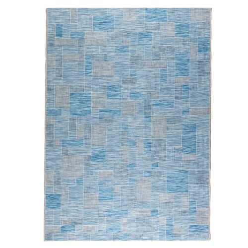 Blue Lines Sisal Flat Weave Rug - Terazza - 160 x 220cm (5’3” x 7’3”)