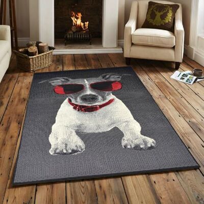 Grey Dog With Shades Rug - Texas - 60x110cm (2'x3'7")