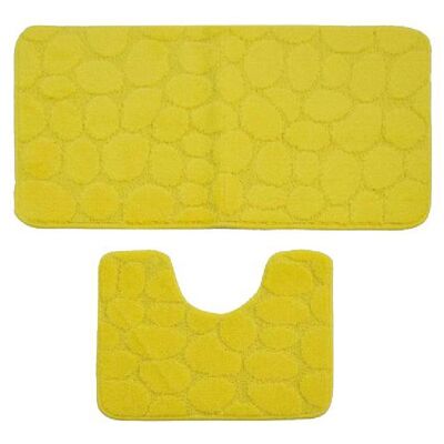 Yellow Pebble Print Bath and Pedestal Mat Set