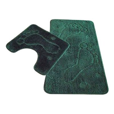 Green Foot Print Bath and Pedestal Mat Set