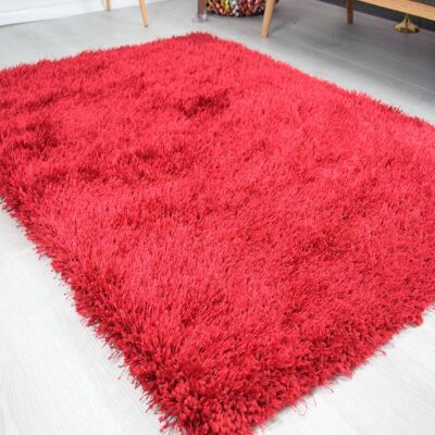 Bright Red Plain Shaggy Rug - California - 60x110cm (2'x3'7")