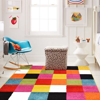 Multicoloured Artistic Multi Checked Rug - Florida - 80x150cm (2'8"x5")