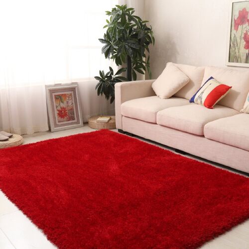 Burgundy Shimmer Shaggy Rug - Soft - 120x170cm (4'x5'8")