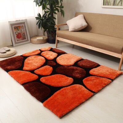 Terracotta 3D Pebbles Shaggy Rug - Hawaii - 120x170cm (4'x5'8)