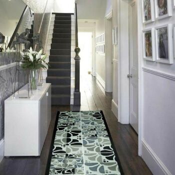 Tapis d'escalier / tapis de cuisine gris - Marguerite (tailles personnalisées disponibles) - 2'2"x5'FT (66x152cm) 3