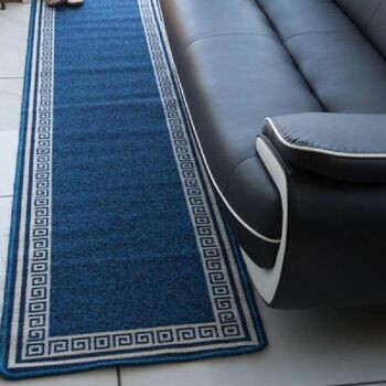 Tapis d'escalier bleu / tapis de cuisine - Luna (tailles personnalisées disponibles) - 66 cm x longueur - pi (personnalisé) 4