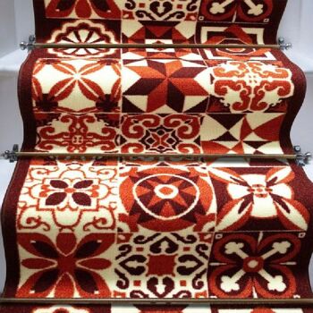 Tapis d'escalier rouge / tapis de cuisine - carreaux (tailles personnalisées disponibles) - 2'2"x6'FT (66x183cm) 4