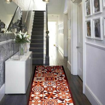 Tapis d'escalier rouge / tapis de cuisine - carreaux (tailles personnalisées disponibles) - 2'2"x18'FT (66x549cm) 3