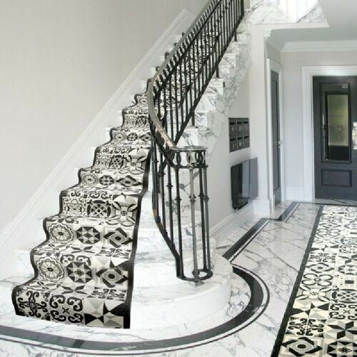 Grey Stair Runner / Kitchen Mat - Tiles (Custom Sizes Available) - 66cm x Length - ft (Custom)