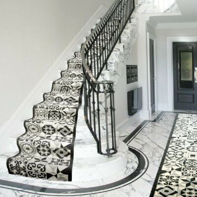 Grey Stair Runner / Kitchen Mat - Tiles (Custom Sizes Available) - 2'2"x3'FT (66x91cm)