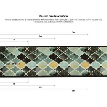 Tapis d'escalier / tapis de cuisine bleu sarcelle - décor (tailles personnalisées disponibles) - 2'2"x10'FT (66x305cm) 7