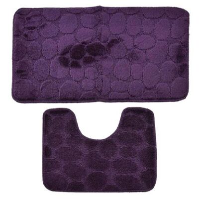 Purple Pebble Print Bath and Pedestal Mat Set