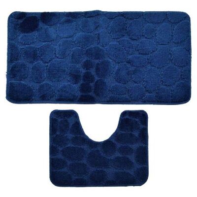 Navy Pebble Print Bath and Pedestal Mat Set