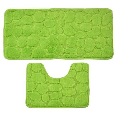 Lime Pebble Print Bath and Pedestal Mat Set