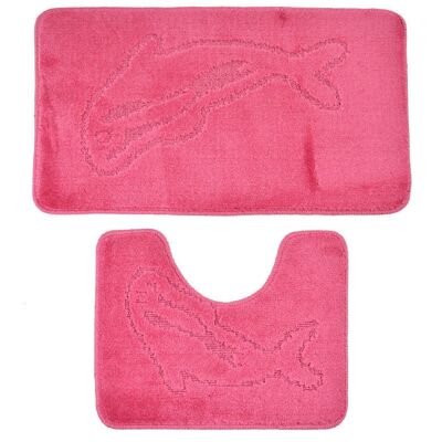 Pink Dolphin Print Bath and Pedestal Mat Set