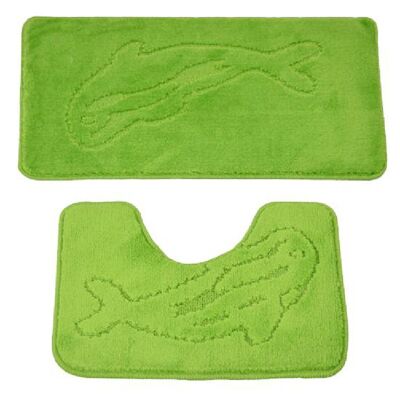 Lime Dolphin Print Bath and Pedestal Mat Set