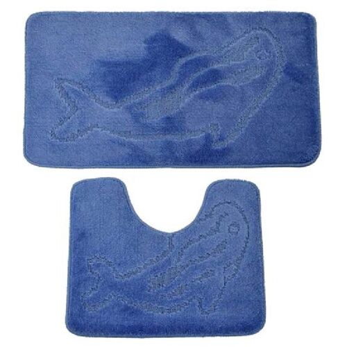 Blue Dolphin Print Bath and Pedestal Mat Set
