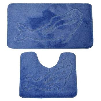 Ensemble de tapis de bain et de piédestal à imprimé dauphin bleu