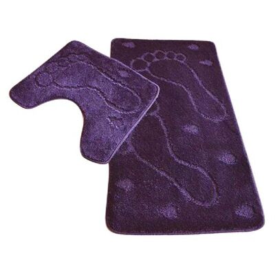 Purple Foot Print Bath and Pedestal Mat Set