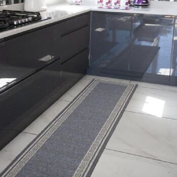 Tapis d'escalier / tapis de cuisine gris - Luna (tailles personnalisées disponibles) - 80x150cm (2'6"x5') 1