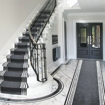 Tapis d'escalier noir / tapis de cuisine - Luna (tailles personnalisées disponibles) - 40x60cm (1'4"x2') 1
