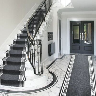 Black Stair Runner / Kitchen Mat - Luna (Custom Sizes Available) - 80x150cm (2'6"x5')