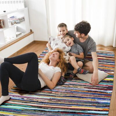 Multicoloured Rag Rug - Chindi - 80x150cm (2'8"x5')