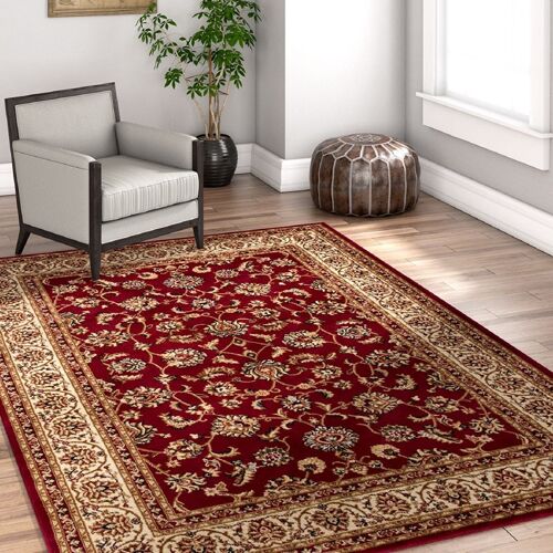 Red Traditional Floral Rug - Virginia - 60x110cm (2'x3'7")