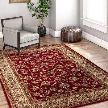 Tapis Floral Traditionnel Rouge - Virginia - 60x110cm (2'x3'7") 1