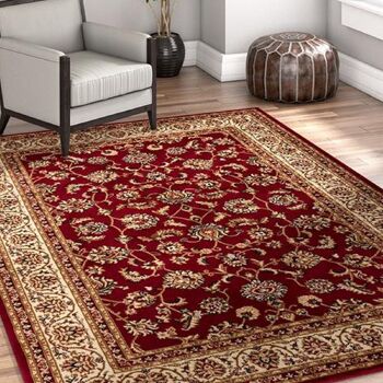 Tapis Floral Traditionnel Rouge - Virginia - 60x110cm (2'x3'7") 3