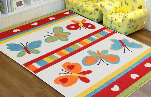 Multicoloured Butterfly Children's Rug - Florida - 60x110cm (2'x3'7")