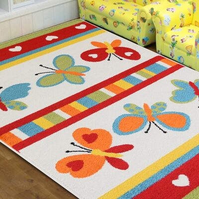 Multicoloured Butterfly Children's Rug - Florida - 60x110cm (2'x3'7")