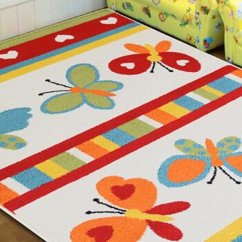 Tapis Enfant Papillon Multicolore - Floride - 120x170cm (4'x5;8") 3