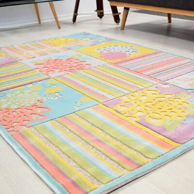 Multicoloured Modern Patch Rug - Farrah - 120x170cm (4'x5;8")