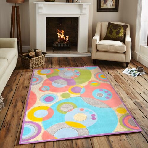 Purple Modern Pattern Rug - Farrah - 120x170cm (4'x5;8")