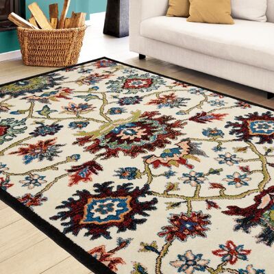 Cream Floral Rug - Rainbow - 60x110cm (2'x3'7")