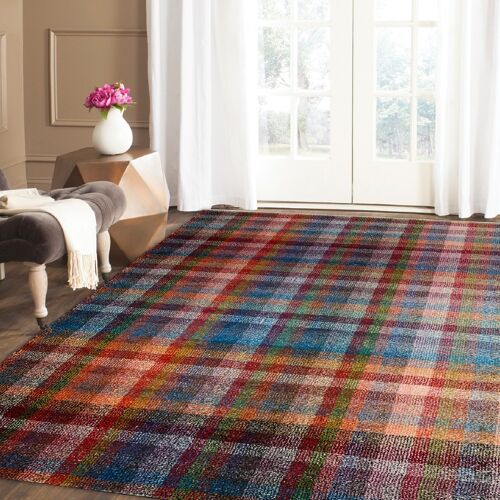 Tartan Checked Rug - Rainbow - 120x170cm (4'x5;8")