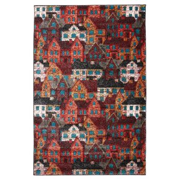 Tapis Maisons Abstraites Multicolores - Arc-en-ciel - 60x110cm (2'x3'7") 2