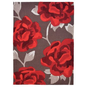 Tapis à Fleurs Rouge et Marron - Nevada - 150x230cm (5'x7'8") 2