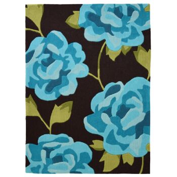 Tapis Fleur Sarcelle et Marron - Nevada - 200x290cm (6'8"x9'7") 2