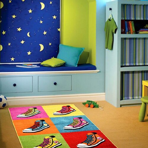 Multicolour Kids Shoes Design Rug - Florida - 60x110cm (2'x3'7")