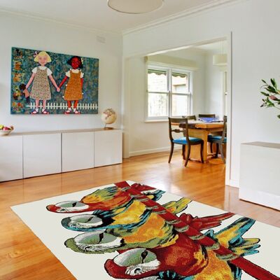 Muliticolour Artistic Parrot Rug - Florida - 60x110cm (2'x3'7")