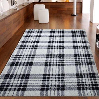 Grey Checked Rug - Chicago - 160x230cm (5'4"x7'8")