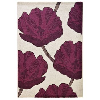 Tapis Crème et Fleurs Violettes - Carolina - 160x230cm (5'4"x7'8") 2