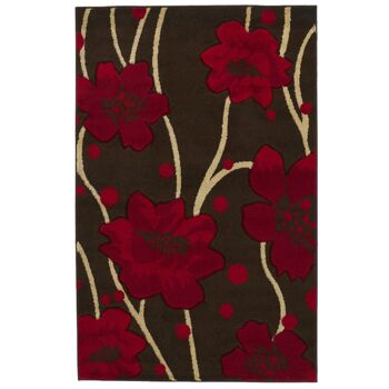 Tapis à Fleurs Marron et Rouge - Carolina - 120x170cm (4'x5;8") 2