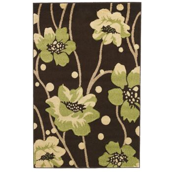 Tapis à Fleurs Marron et Vert - Carolina - 160x230cm (5'4"x7'8") 2